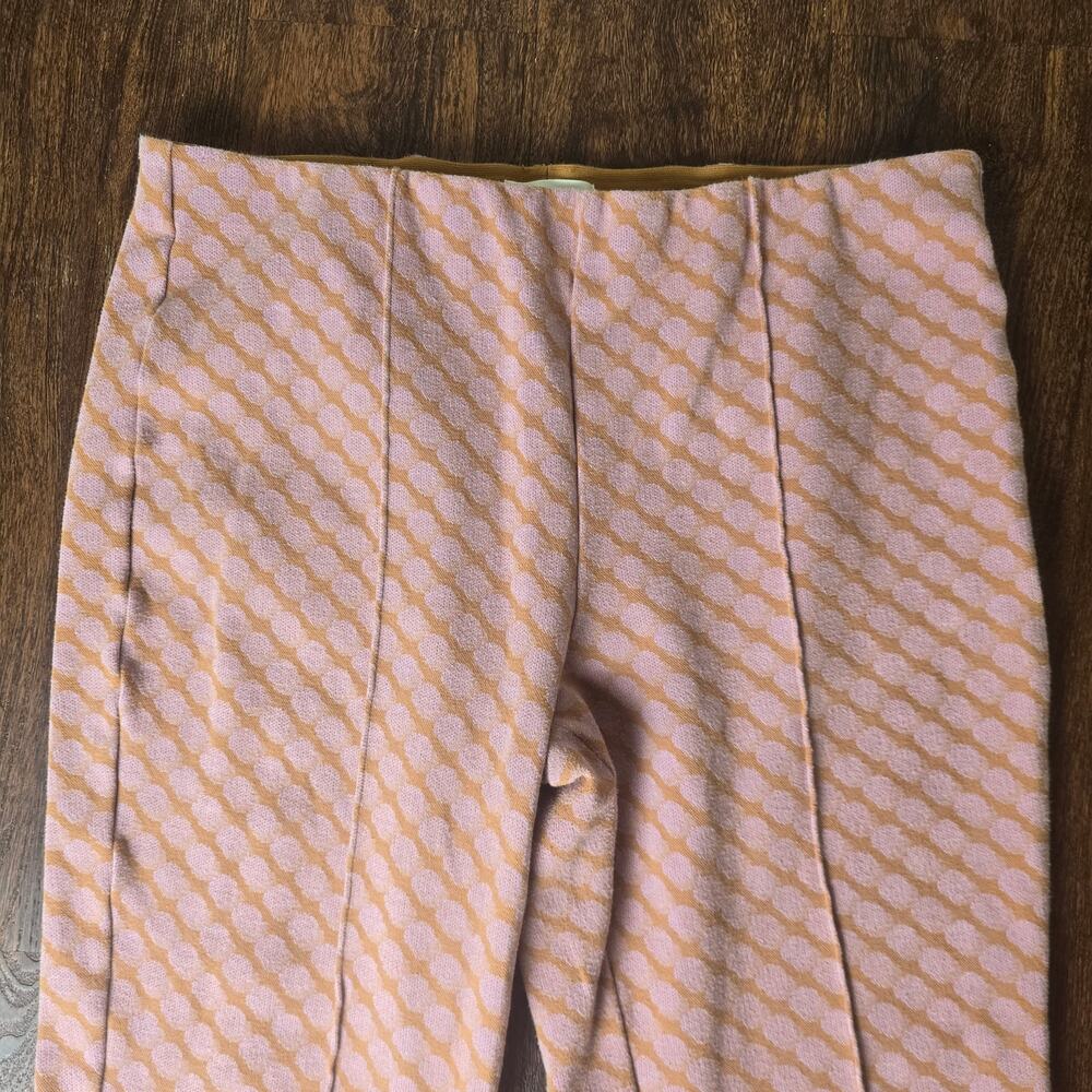Anthropologie Maeve The Margot Cropped Kick Flare Pants Ankle Knit Pink Rose Dot - Picture 3 of 8